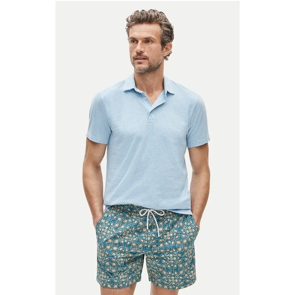 J. Crew Mens Sueded Cotton Jersey Polo Shirt Light Blue Slim Fit BW393 Size M